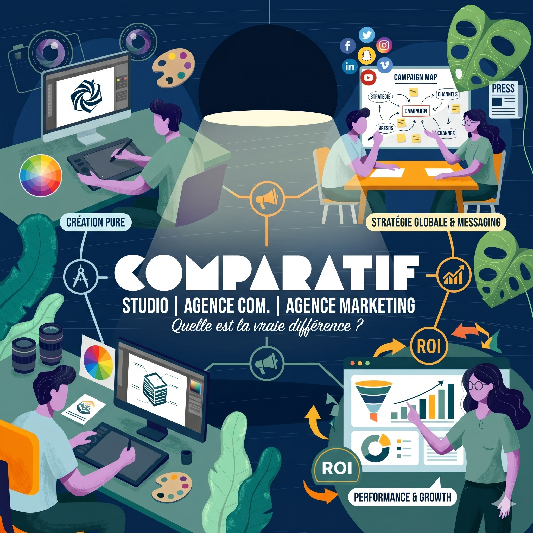 analyses pour comprendre la différence entre agence marketing agence et studio de communication par new tells studio